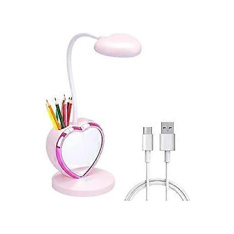 LED-Schreibtischlampe für Kinder, kleine Schreibtischlampe mit USB-Ladeanschluss, Stifthalter und Handyhalterung, niedliche Lampe mit 2 Farbmodi, augenschonende Schreibtischlampe