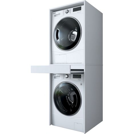 Conjunto Muebles de Lavandería Pertusio, Almacenaje: un Estante, un Cajón, 2 Compartimentos, Blanco