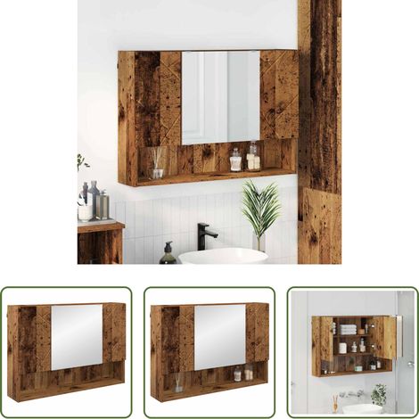 Rangement salle de bain - Armoire Miroir Bois ancien 80 x 17 x 55 cm Bois d'ingénierie (1/5)