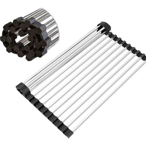 Égouttoir à vaisselle enroulable pour évier, égouttoir multifonctionnel, égouttoir portable (43 x 30 cm) (1/5)