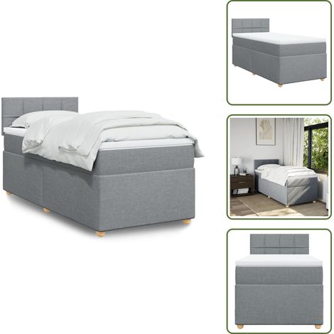 Boxspringbett mit Matratze Hellgrau 90x200 cm Stoff - Boxspringbett - Boxspringbetten - Bett - Schlafzimmermöbel (1/5)