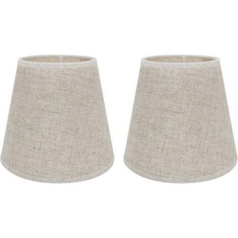 Lot de 2 Abat-jours E14/E27 pour Lampe de Table Applique Murale,Lustre,Abat-jour en Cristal,10 cm (Haut) x 14 cm (Hauteur) x 16 cm (Bas),Linen (1/5)