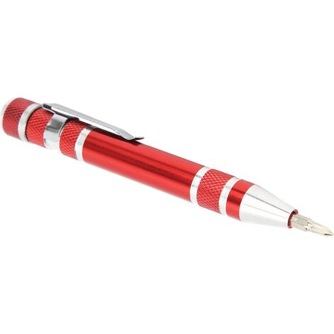 Tournevis de poche 8 en 1, mini tournevis stylo magnétique multifonctionnel pour vis fines, rouge (1/5)