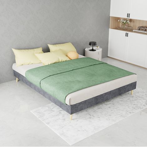 Polsterbett 140x200 Grau mit Cartoon-Kopfteil Metall OKMYHOME (1/5)