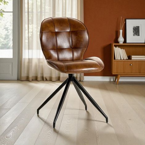 Chaise de salle à manger moderne en PU marron (lot de 2) Bergamote (1/5)