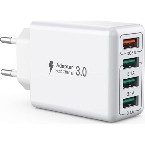 Chargeur USB, adaptateur de charge USB à 4 ports, compatible avec la charge intelligente 33 W via QC 3.0, chargeur multiport (1/5)