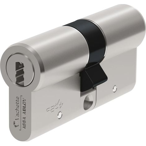 Cylindre double VMI - Longueur totale 80 mm (40 x 40 mm) + 4 Clés Variés - Laiton nickelé - VACHETTE - 20507000 (1/2)
