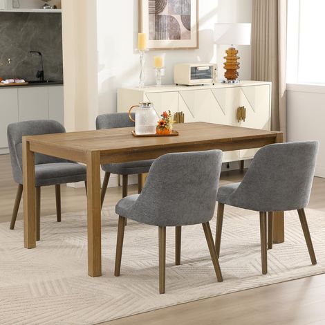 Wahson Modern Dining Chairs 4PCS Chenille Kitchen Chairs with Backrest and Wood Legs for Dining Room Bedroom Living Room, Gray (1/5)