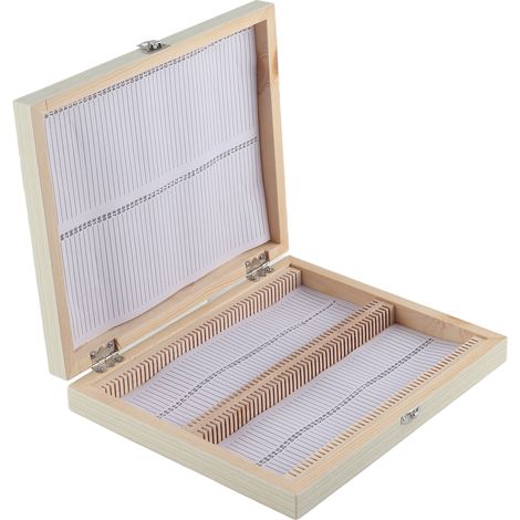Wooden Box with Lock Storage for Lab Glass Prepared Microscope Slides Storing Tool
