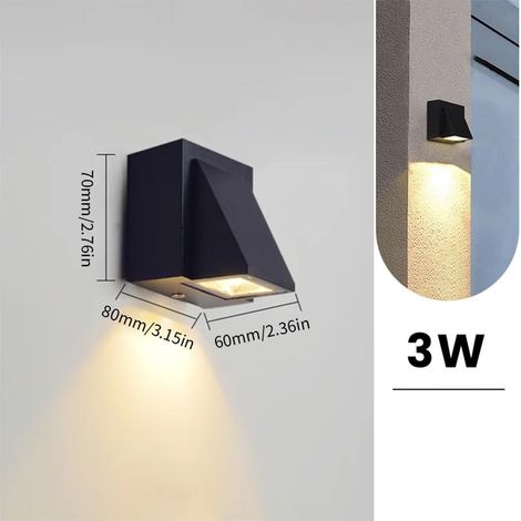 (Blanc froid - Modèle D sans capteur) Applique murale LED intérieure/extérieure IP66 étanche, éclairage haut/bas, LED 6W, montage en surface, pour jardin, porche ou terrasse, avec capteur. (1/5)
