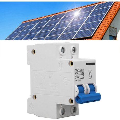 Miniatur-2-poliger DC-Leistungsschalter Typ B 25A zur DIN-Schienenmontage für 500V-Photovoltaik-Solaranlagen (1/4)