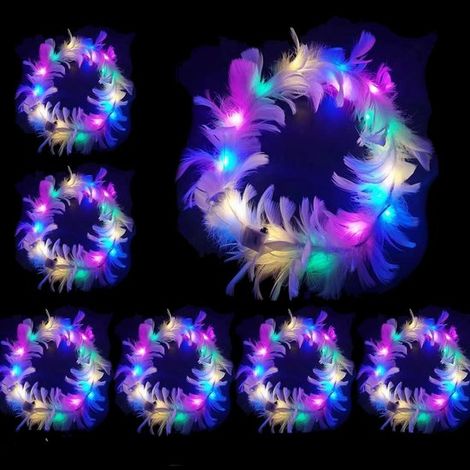 Set mit 6 LED-Stirnbändern – LED-Blumengirlande – Dekoration – Leuchtendes Kopfaccessoire für Partys (1/5)