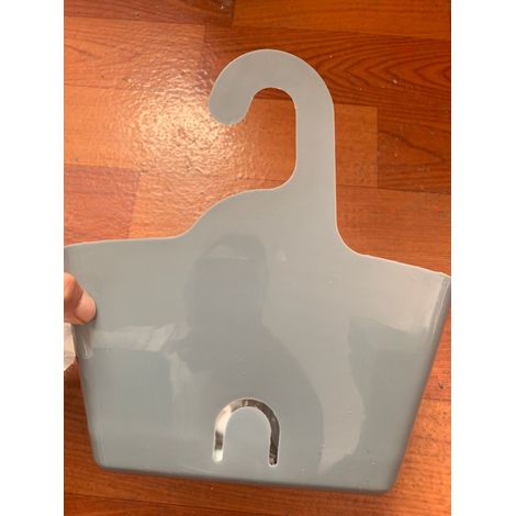 Panier de douche gris avec crochets, dimensions : 25 x 9 x 28 cm, type suspendu, en polypropylène, panier multifonctionnel. (1/5)
