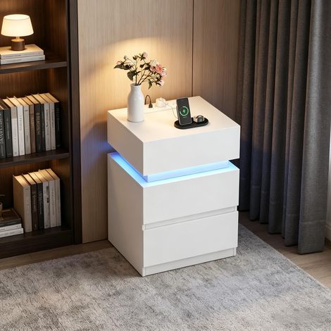 Beistelltisch mit einstellbarer LED-Lampe und integrierter Ladestation – ideal fürs Sofa, 1 Stück