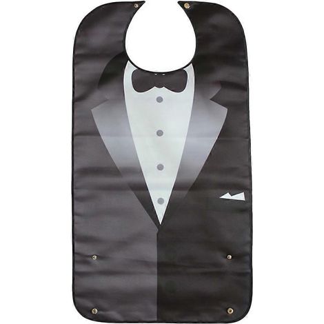 Bavoir imperméable pour adulte, tablier, bavoir lavable, serviette à salive, protection pour vêtements de patient (noir)-86x46cm-Black (1/4)