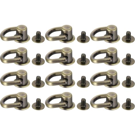 12 Pièces de Boutons à Tête de Poteau avec Anneau en D, Rivets à Vis de 12mm pour La Confection de Cuir Diy, Ton Bronze (1/5)