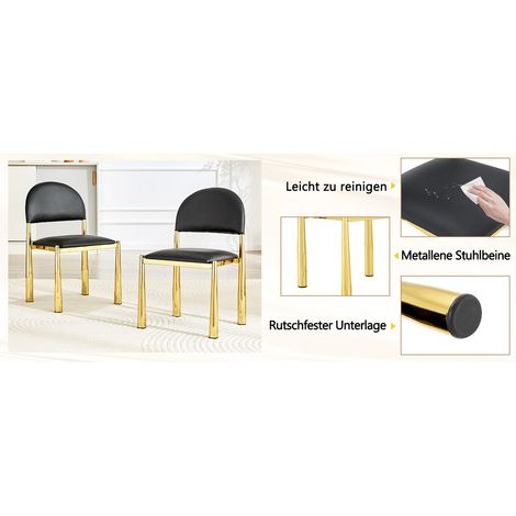MEUBLIV 2er-Set Esszimmerstühle 45x48x80 cm schwarz – halbrunde Rückenlehne, ohne Tisch (1/5)