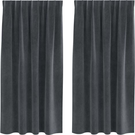 Rideaux occultants 2 pcs Gris clair 140 x 175 cm Velours (1/5)