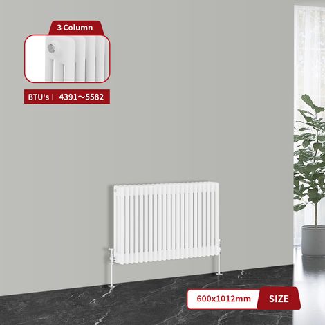 Warmehaus Traditional Cast Iron Style Radiator White Triple Column 600 x 1012mm (1/5)