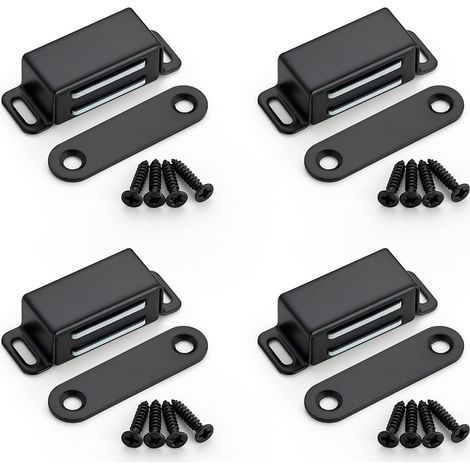 Verrous Magnétiques Noirs Mat Inox pour Armoires Tiroirs 4 Acier (1/5)