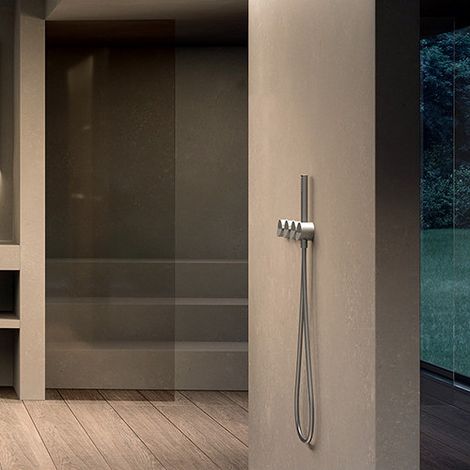 Bain Douche Mural 2 Sorties Chrome Noir Brosse Inox Pvd - CRISTINA ONDYNA PA16228