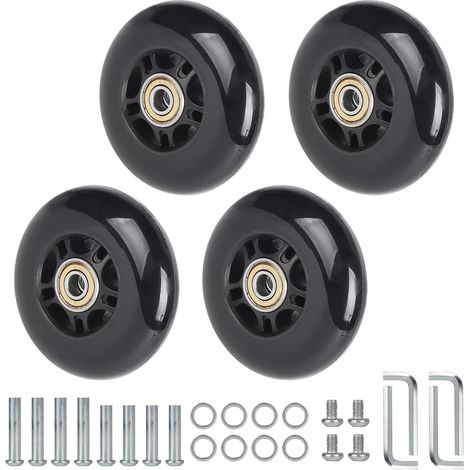 4x roulette valise, 80x24mm, caoutchouc, noyau métallique, universelle, bagage, poussette (1/5)