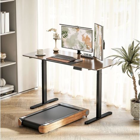 Piètement de bureau électrique 83x60x70-118 cm noir en acier avec double moteur et 3 mémoires (1/4)