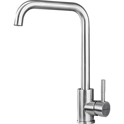 Robinet de cuisine mitigeur rotatif à 360° en acier inoxydable SUS304 haute pression Robinet de cuisine mitigeur monocommande Convient pour évier de cuisine, brossé (1/5)
