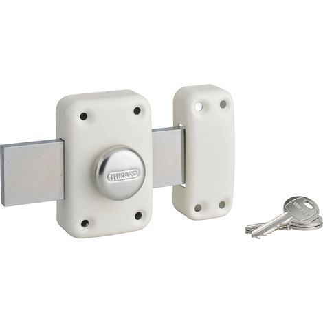 Thirard – Verrou à bouton Apache pour porte de garage – Cylindre 40mm – Pêne 160mm en acier – 3 clés – Époxy or – Haute sécurité (1/2)