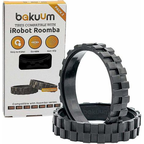 Roues et pneus pour iRobot Roomba séries 500, 600, 700, 800 et 900 (lot de 2). Fabriqués en Espagne. Antidérapants, adhérence exceptionnelle et installation facile. (1/4)