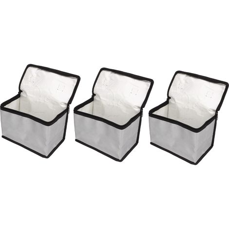 Lot de 3 pochettes de rangement pour batteries au lithium avec fermeture éclair, ignifugées et antidéflagrantes. (1/5)