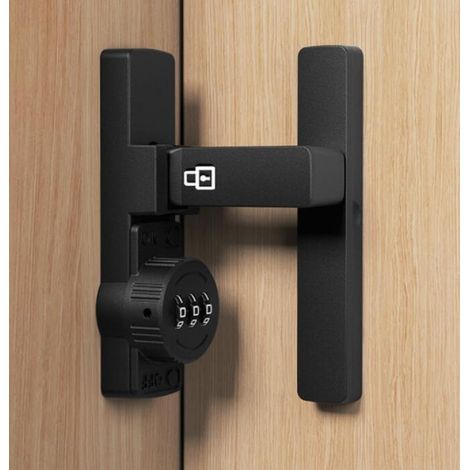 Serrure Porte Coulissante 90° Code 3 Chiffres sans Clé (1/4)