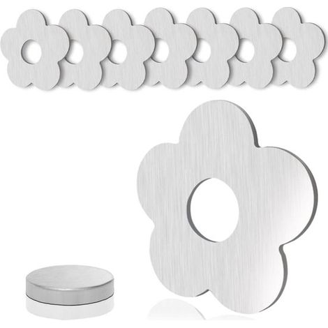 Paquete de 8 pesas magnéticas manteles, soporte magnético extra resistente manteles forma flor, clip acero inoxidable manteles cortinas exterior (1/5)