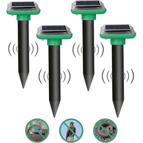 Pack de 4 répulsifs, répulsif ultrasonique à énergie solaire, repousse efficacement les rongeurs et les serpents des pelouses. (1/5)