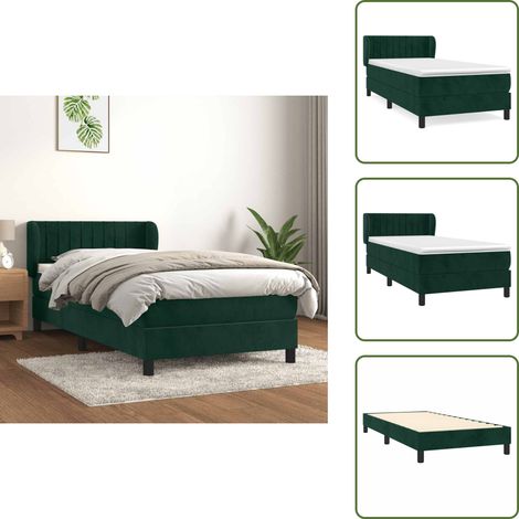 Boxspringbett mit Matratze Dunkelgrün 90x190 cm Samt - Samtbett - Boxspringbett - Doppelbett - Bettauflage - Liegekomfort (1/5)