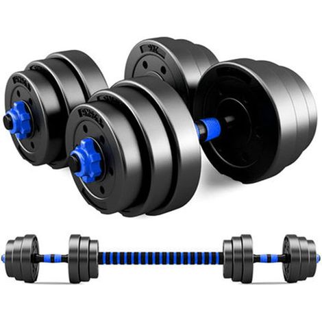 Haltere Musculation Reglable, Ensemble D'haltères Pour Hommes 2 En 1, Disque Musculation Dumbbells Barres Pour La Salle De Sport, Serrure De Sécurité+Avec Bielle,Noir (1/5)