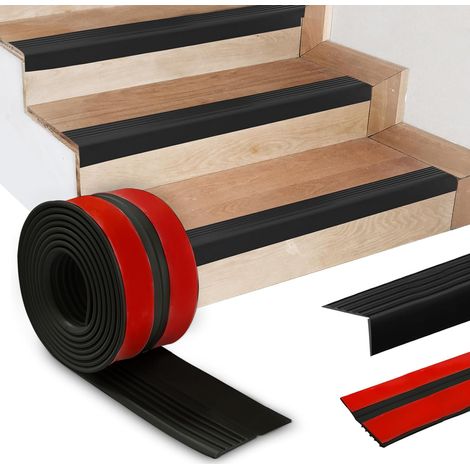 Nez de Marche Autocollant en PVC,10m Protection des Bords d'escalier avec Fonction Antidérapante,pour protéger contre les chutes Idéal pour l'intérieur et l'extérieur(Noir) (1/5)