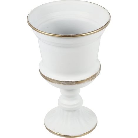 Vase en Métal Blanc et Or Brossé, Pot Décoratif pour Arrangements Floraux Séchés et Frais, Centre de Table Mariage, Ornement pour Maison, Bureau ou Hôtel, 1 Pièce (1/5)