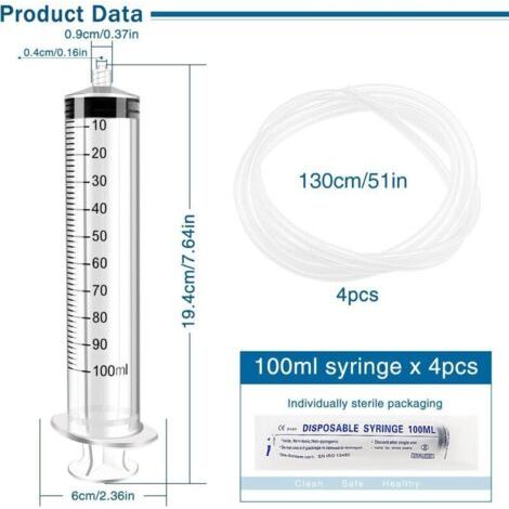 NALOOKAMIC 4 Pièces 100ml Outils de Mesure de Liquide en Plastique, avec 4 130cm Tube, Emballage Individuel, Tube Polyvalent de Mesure, pour Laboratoire Industriels, Distribution de Liquide et Arrosag (1/3)