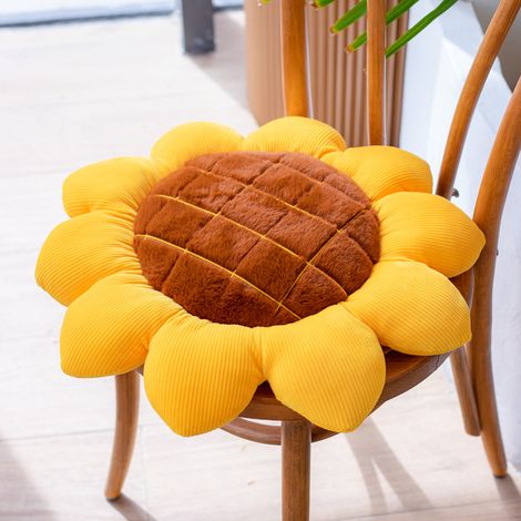Cojines para sillas con forma de flor, cojín de asiento afelpado de estilo nórdico, cojín de suelo suave, almohada tatami para jardín, sala de estar, decoración de interiores (Girasol, 70x70cm)