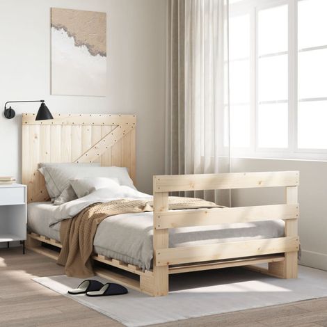 Lit simple,Lit adulte,Cadre de lit et tête de lit 100x200 cm bois de pin massif CFW91917 CFW132987 (1/5)