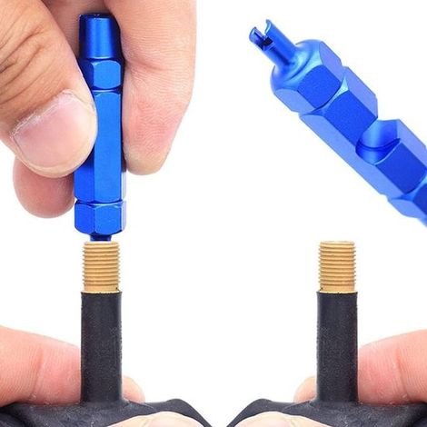 Allecto，Herramienta para extraer el núcleo de la válvula de bicicleta，Para válvulas Presta y Schrader，Azul，Accesorio para bicicleta (1/5)