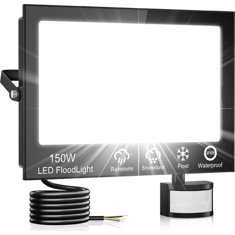 Projecteur LED Extérieur 150W avec Détecteur et Télécommande,6500K Blanc Froid Spot LED Extérieur,15000LM Eclairage Exterieur avec Detecteur,IP66 Étanche Projecteur Exterieur pour Jardin Garage