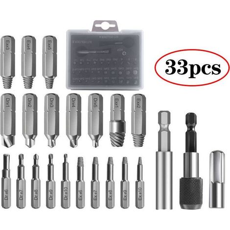 Jeu d'extracteurs de vis, suppression de rupture de fil (33 extracteurs) pour salle d'outils (1/2)