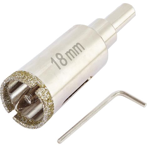 Scie cloche diamant de 18mm avec foret pilote, pointe pour carrelage de 18mm avec foret de guidage au centre pour verre, porcelaine, carrelage, céramique, marbre et granit (1/5)
