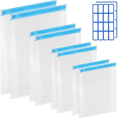 Lot de 8 sacs sous vide pour vêtements, 4 tailles, sacs étanches réutilisables, sacs à emballer sous vide, sacs à dos, couettes, linge de lit (30 x 50, 40 x 50, 40 x 60, 50 x 70 cm) (1/5)