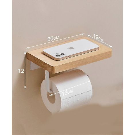Porte-papier toilette en bois auto-adhésif, sans perçage (1/4)