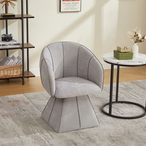 Chaise Pivotante 56x54x74.5cm - Fauteuil Ergonomique Coquillage en Tissu Chenille pour Adulte et Adolescent Salon - Gris (1/5)
