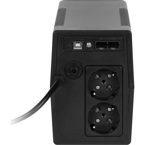 Fuente de alimentación de emergencia para ordenador UPS REBEL Plus 650VA/360W con pantalla LCD, USB y RJ45.