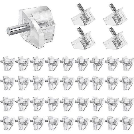 Lot de 50 supports d'étagère transparents de 3 mm pour rangement dans les placards (1/5)